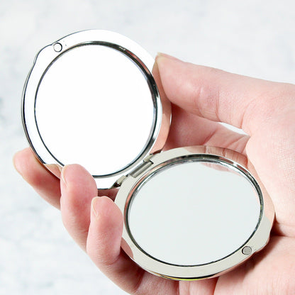 Personalised Silver Round Compact Mirror - Myhappymoments.co.uk