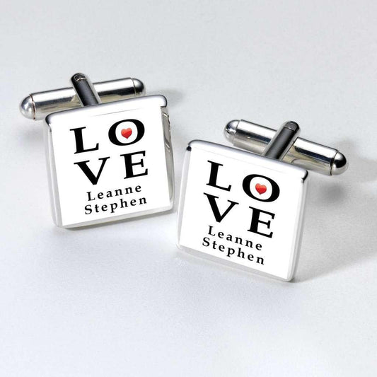 Personalised LOVE Cufflinks - Myhappymoments.co.uk