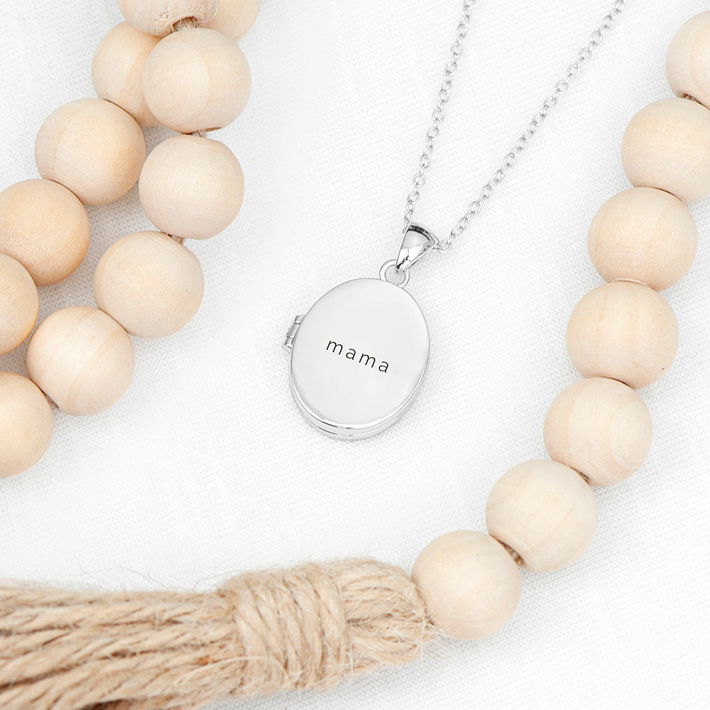 Personalised Oval Photo Locket Necklace - Silver Plated