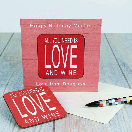 Personalised All You Need Is Love And.. Coaster Card - Myhappymoments.co.uk