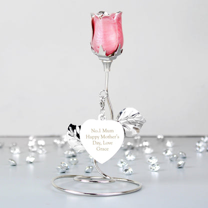 Personalised Free Text Pink Rose Bud Ornament