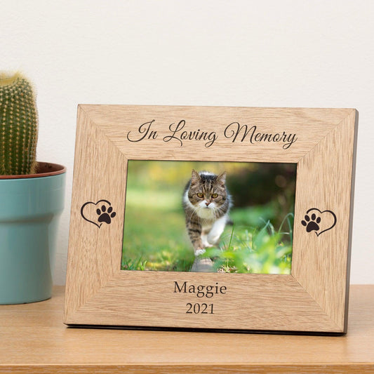 Personalised Cat Memorial Photo Frame - In Loving Memory 