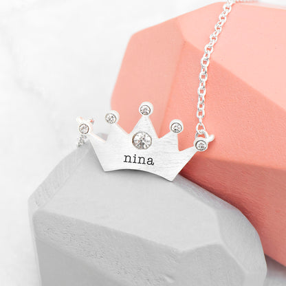 Personalised Kids Princess Crown Necklace