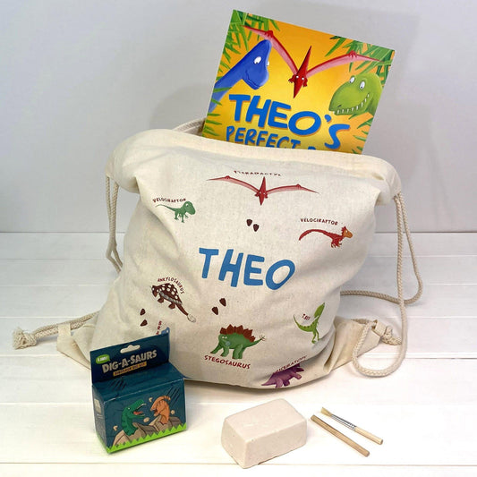 Personalised Dinosaur Book & Toy Gift Set