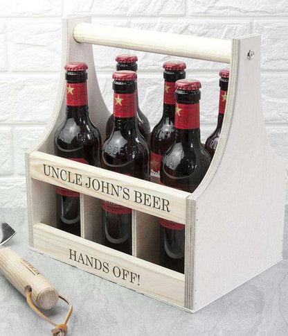 Personalised Wooden Beer Trug - Wooden Beer Carrier - Myhappymoments.co.uk