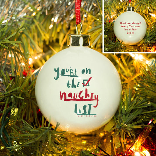 Personalised You’re On The Naughty List Bauble