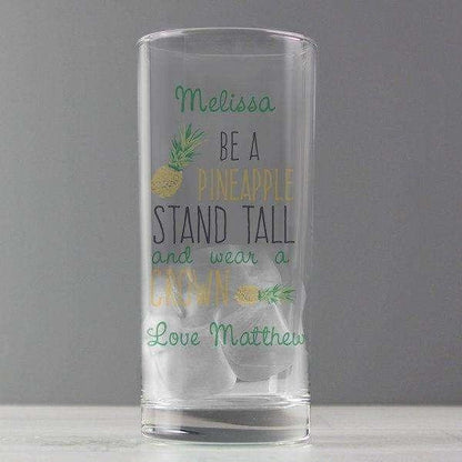 Personalised Pineapple Hi Ball Glass - Myhappymoments.co.uk