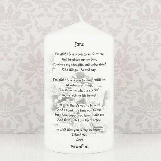 Personalised Godparent candle - Myhappymoments.co.uk