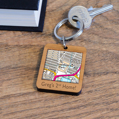 Football Stadium Map Wooden Keyring