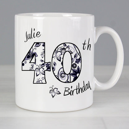 Personalised Floral Birthday Mug