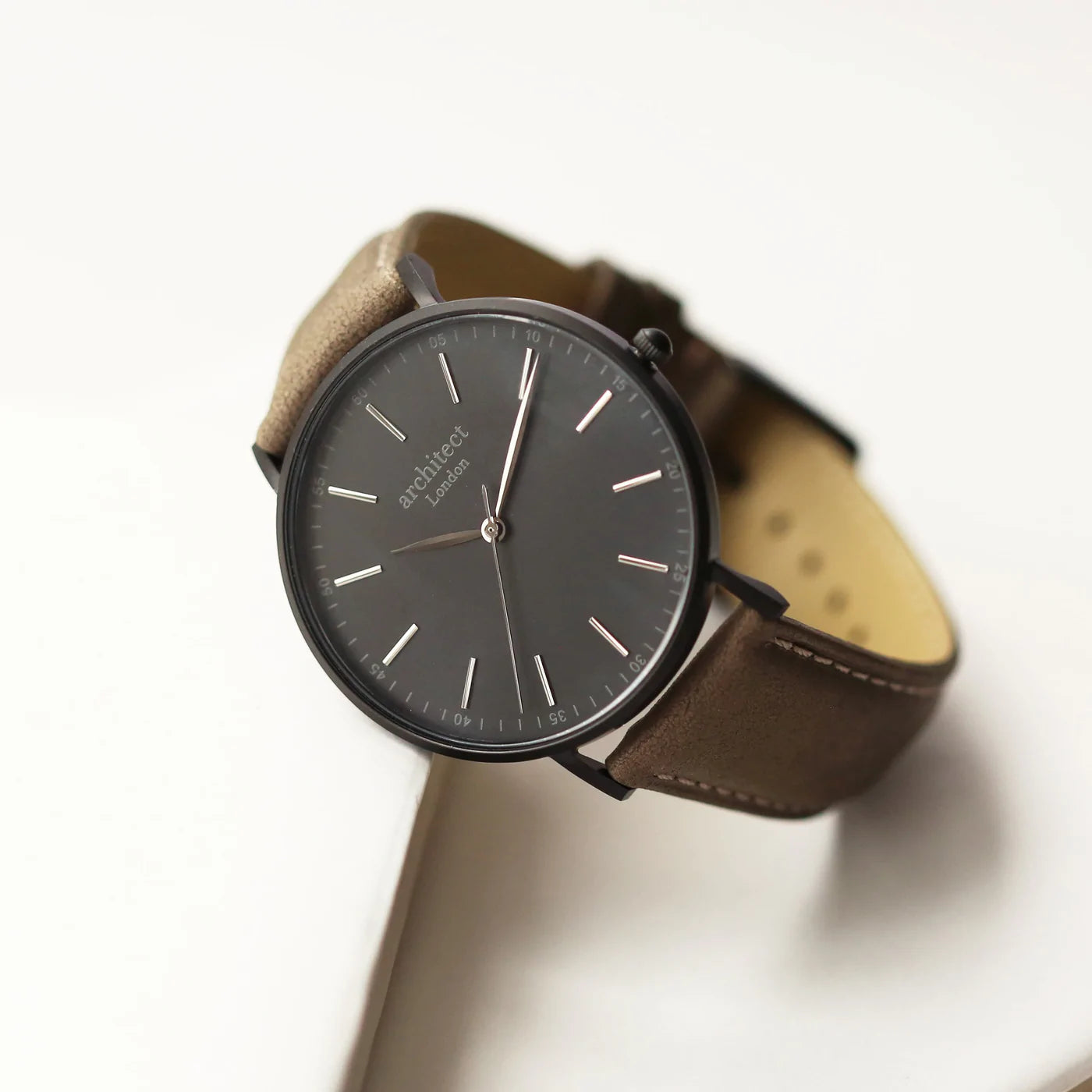 Personalised Men's Architect Minimalist Watch With Urban Grey Strap