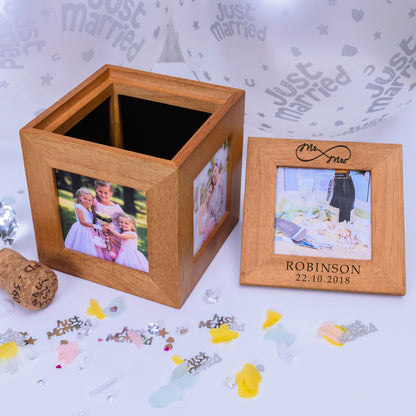 Personalised Mr & Mrs Infinity Photo Frame Keepsake Box