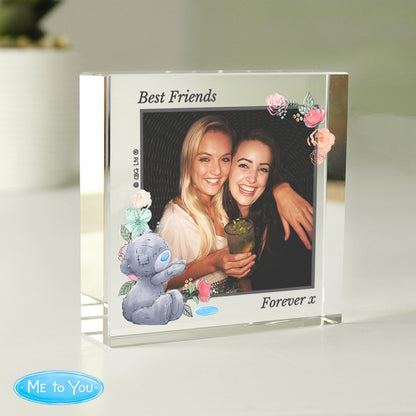 Personalised Me To You Floral Photo Upload Crystal Token