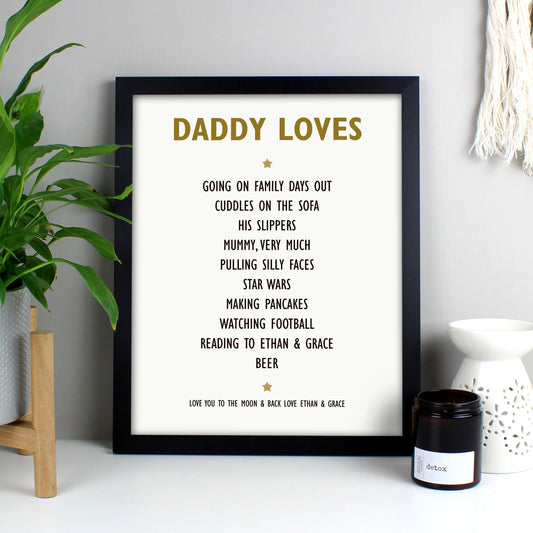 Personalised List of Love Black Framed Print - Myhappymoments.co.uk