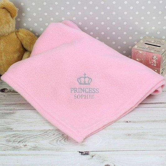 Personalised Pink Crown Blanket Baby Girl - Myhappymoments.co.uk