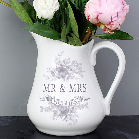 Personalised Vintage Floral Ceramic Flower Jug From Pukkagifts.uk