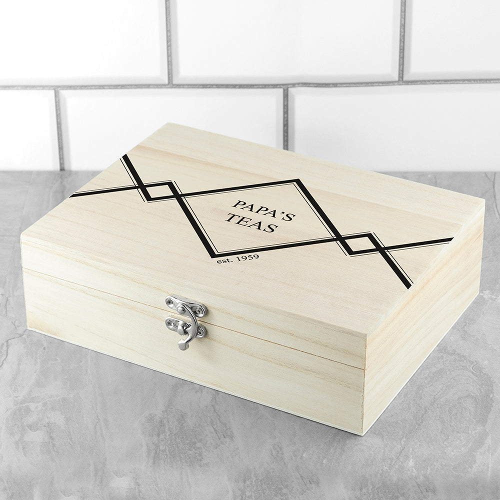 Gentlemen's Teas Personalised Wooden Tea Box