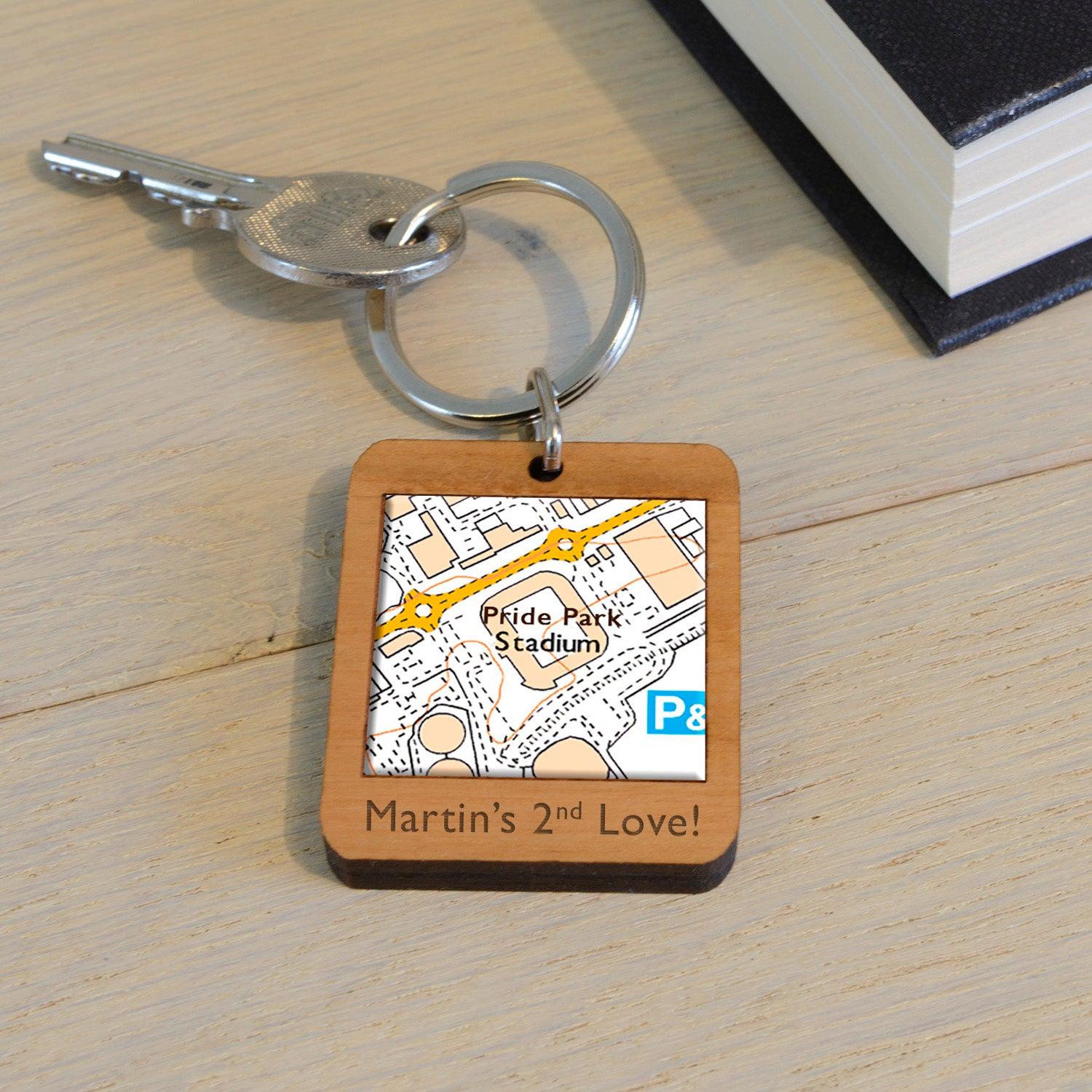 Football Stadium Map Wooden Keyring