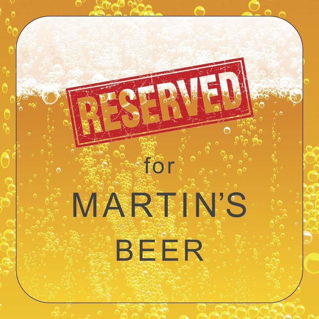 Personalised RESERVED for .... BEER Card With Coaster - Myhappymoments.co.uk