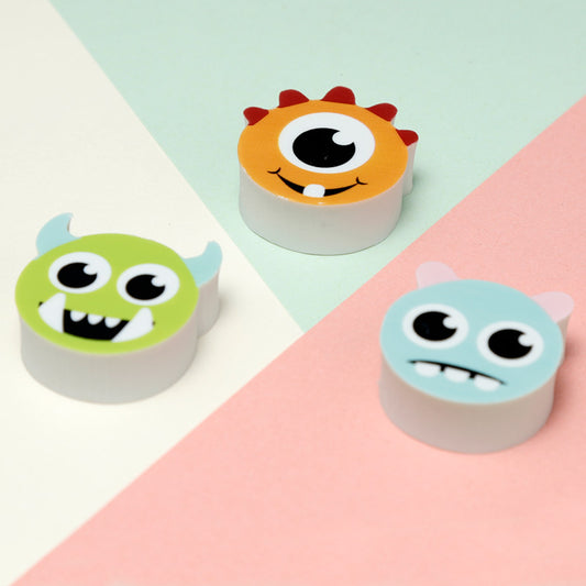 Monstarz Monster 3 Piece Eraser Set