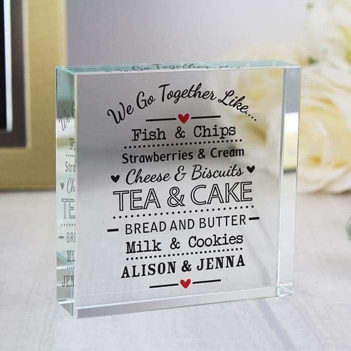 Personalised We Go Together Like... Large Crystal Token - Myhappymoments.co.uk