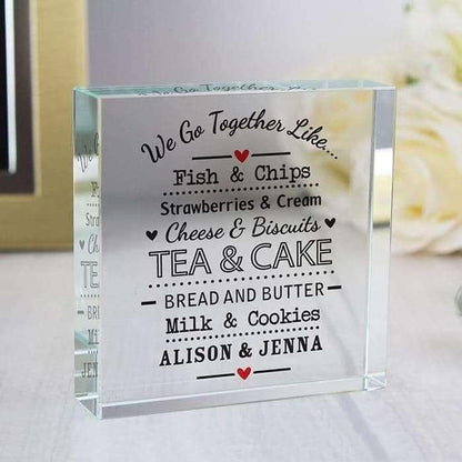 Personalised We Go Together Like... Large Crystal Token - Myhappymoments.co.uk