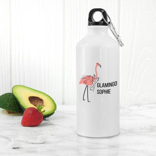 Personalised Glamingo White Water Bottle