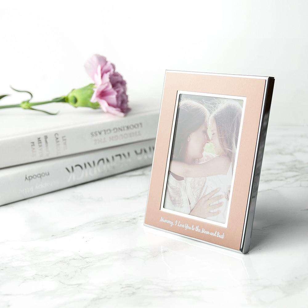 Personalised Small Rose Gold Metal Photo Frame - Myhappymoments.co.uk