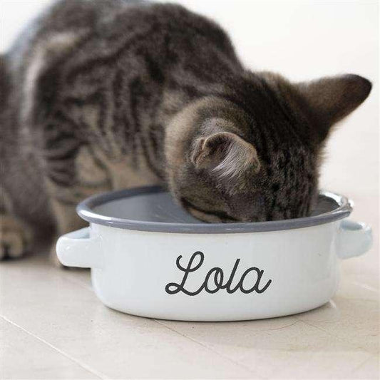 Personalised Enamel Cat Bowl - Myhappymoments.co.uk