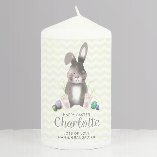 Personalised Easter Bunny Pillar Candle - Myhappymoments.co.uk