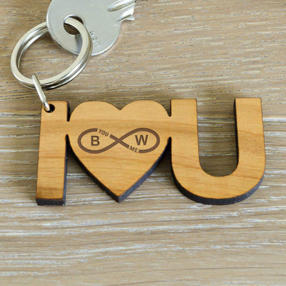 Personalised I Love You Infinity Wooden Keyring Free UK Delivery - Myhappymoments.co.uk