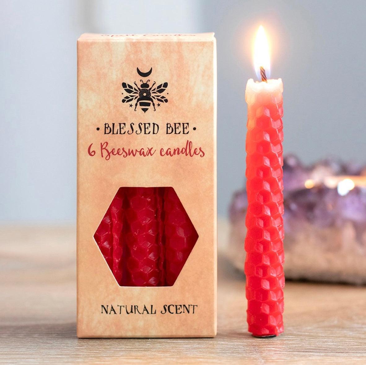 Pack of 6 Red Beeswax Spell Candles