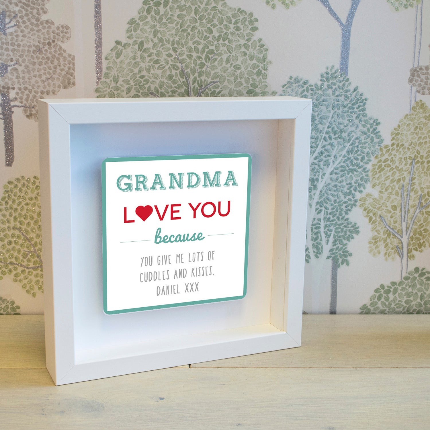 Personalised Grandma Love You Because Metal Wall Art Box Frame