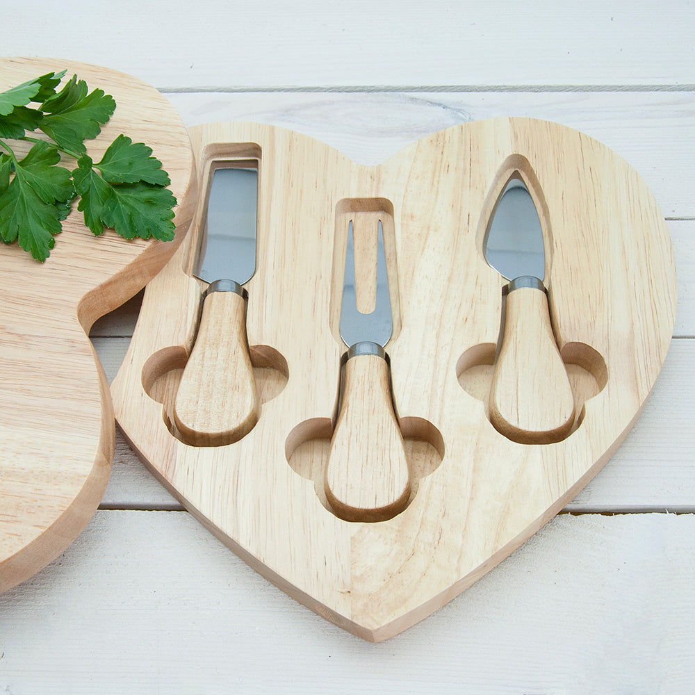 Personalised 'Love Birds' Romantic Heart Cheese Board