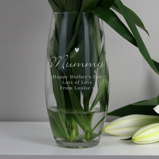 Personalised Love Heart Glass Vase