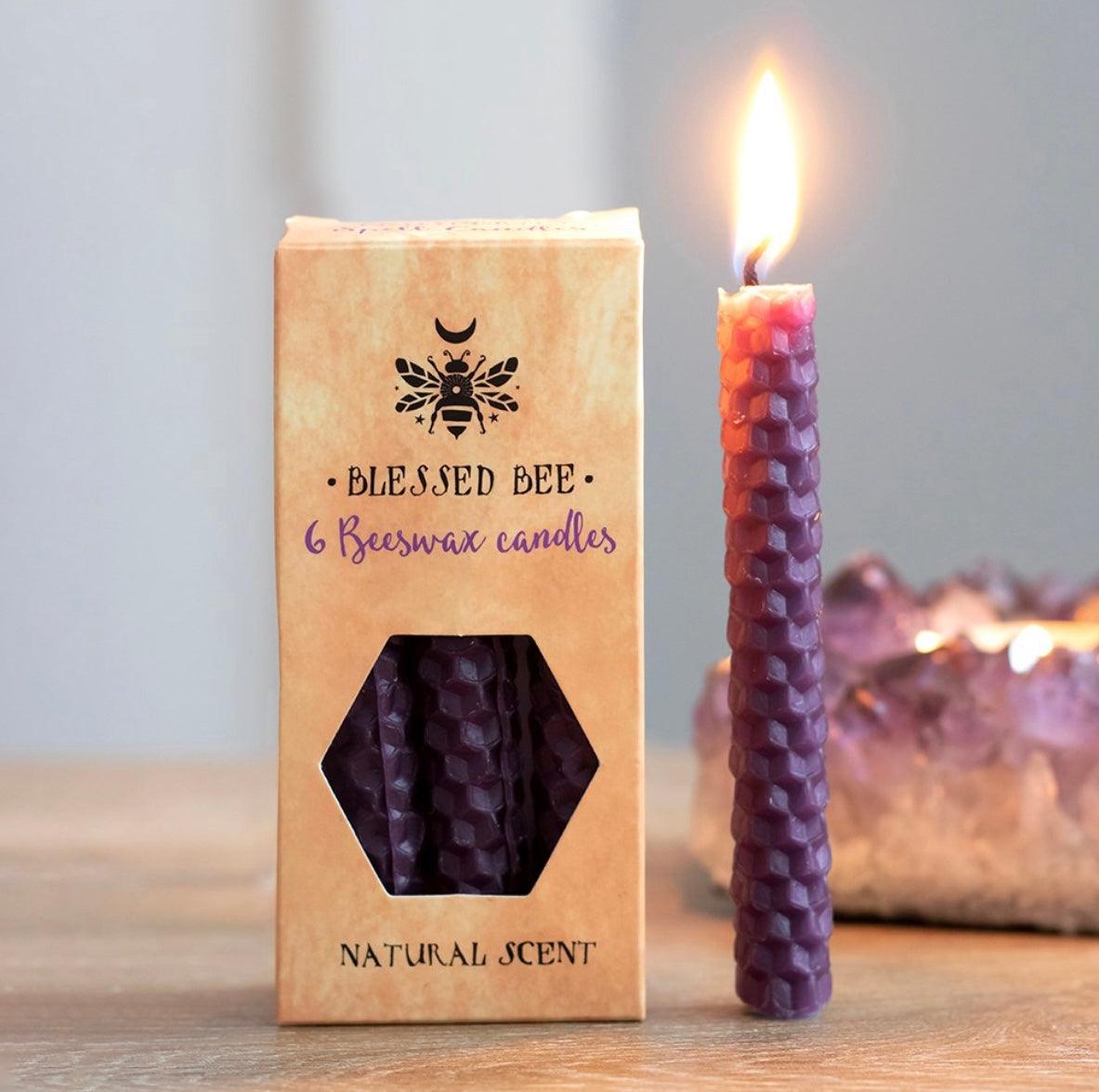 Pack of 6 Purple Beeswax Spell Candles