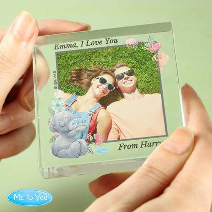 Personalised Me To You Floral Photo Upload Crystal Token