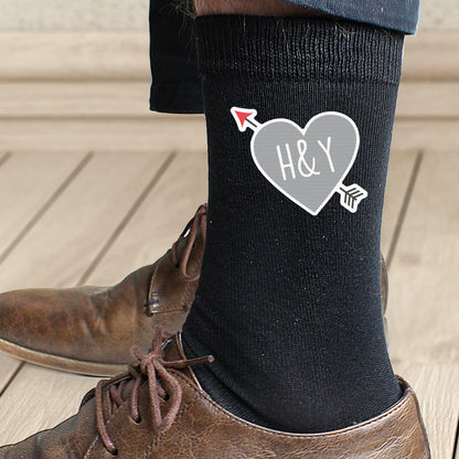 Personalised Initials Heart Mens Socks