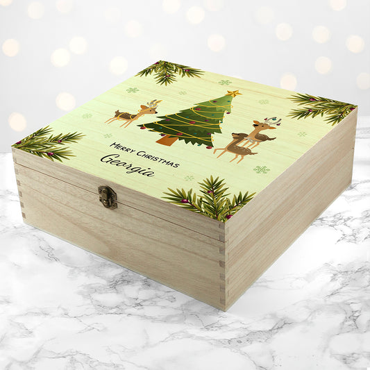 Personalised Playing Reindeers Christmas Eve Box