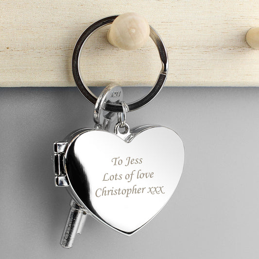 Personalised Heart Photo Locket Keyring