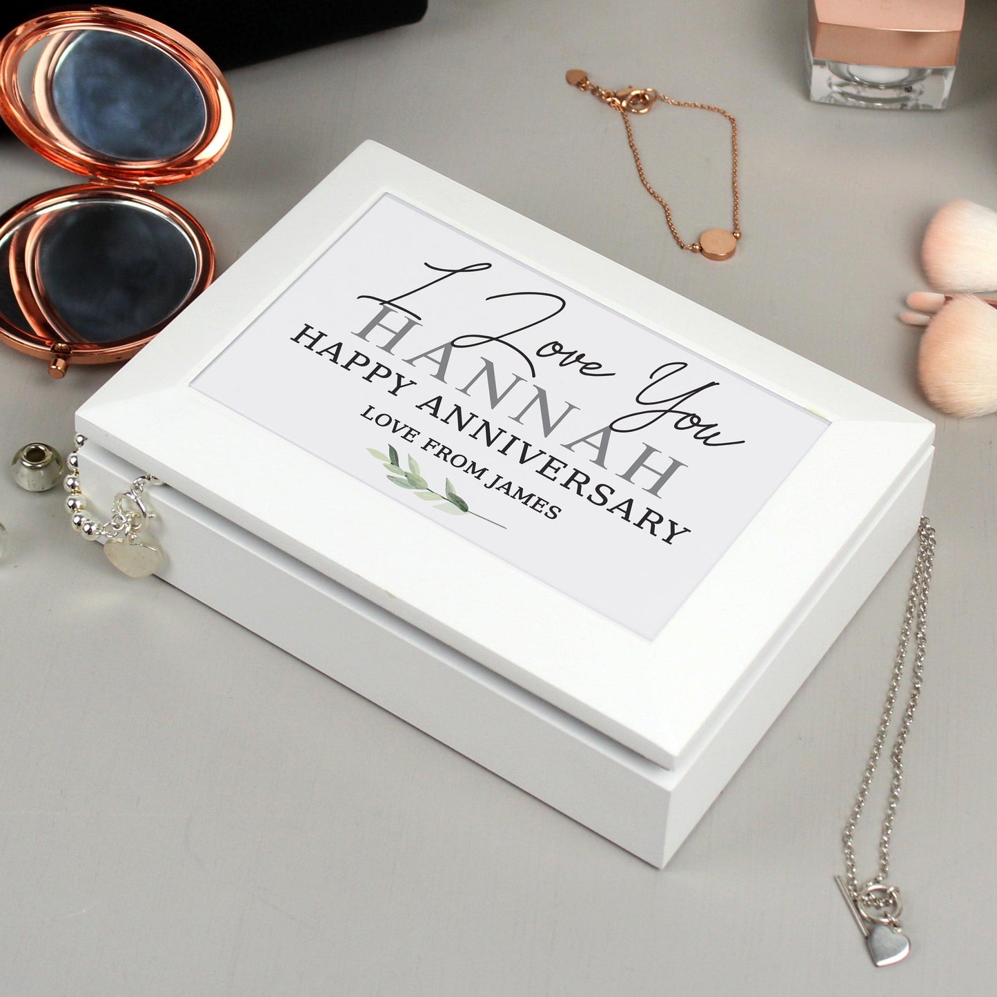 Personalised Botanical Wooden Jewellery Box