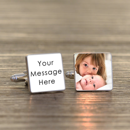 Personalised Any Message Photo Cufflinks With Case - Myhappymoments.co.uk