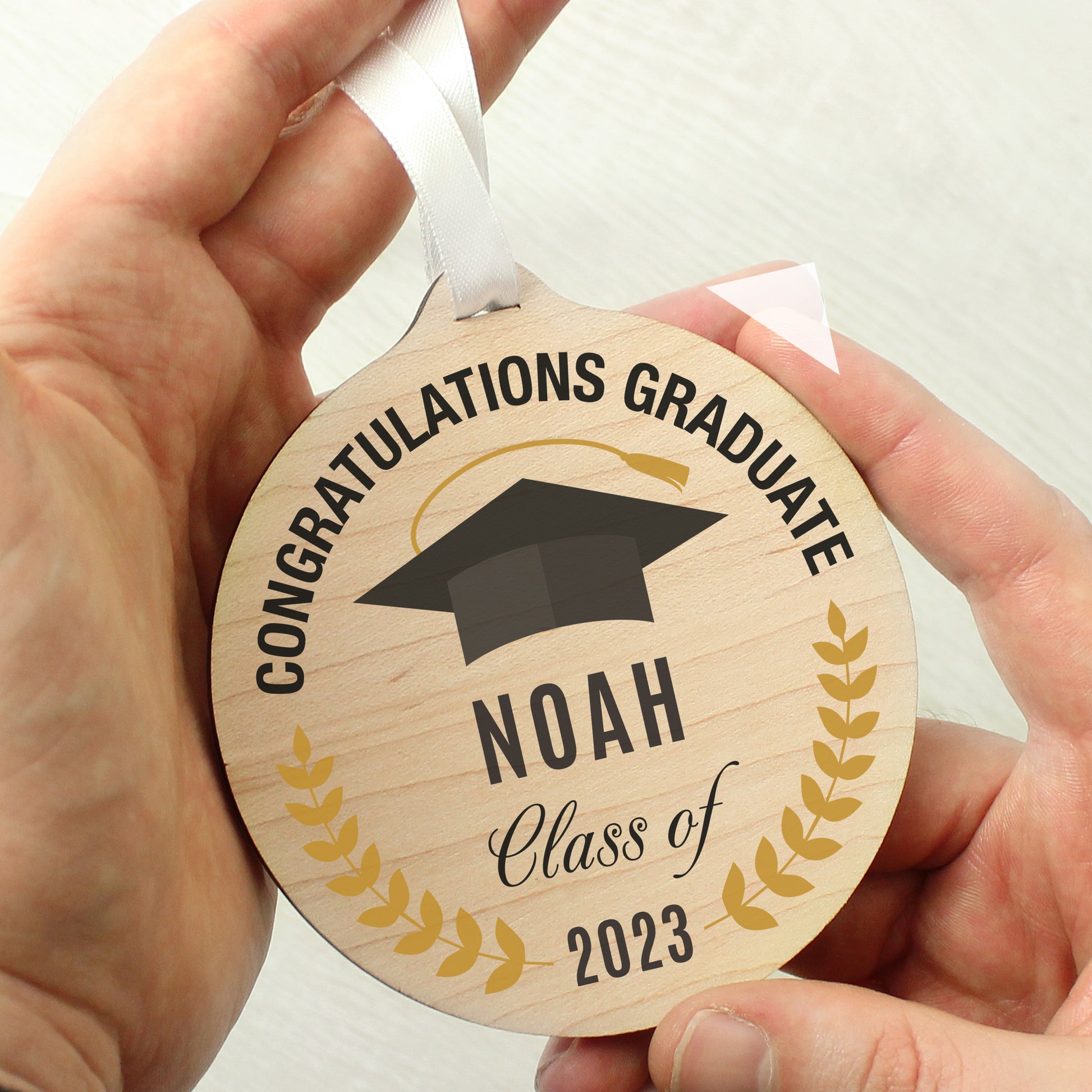 Personalised Graduation Round Wooden Medal