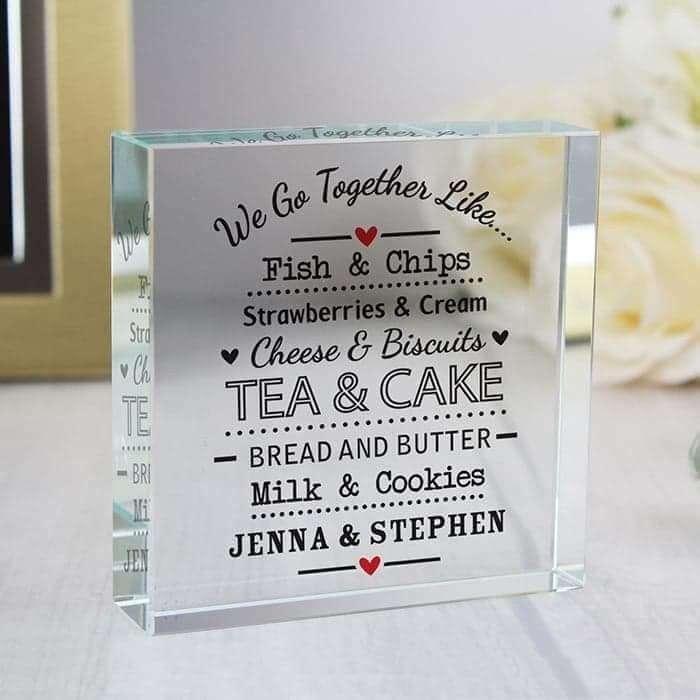 Personalised We Go Together Like... Large Crystal Token - Myhappymoments.co.uk