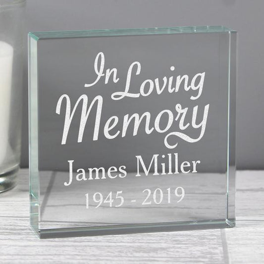 Personalised In Loving Memory Large Crystal Token - Myhappymoments.co.uk