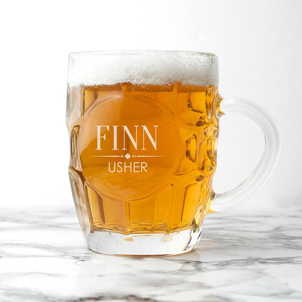 Personalised Wedding Dimpled Beer Glass