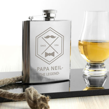 Personalised Legend Dad's Silver Hip Flask - Myhappymoments.co.uk