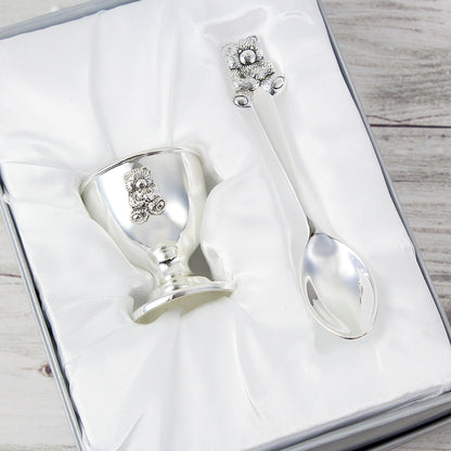 Personalised Silver Plated Egg Cup & Spoon - Myhappymoments.co.uk