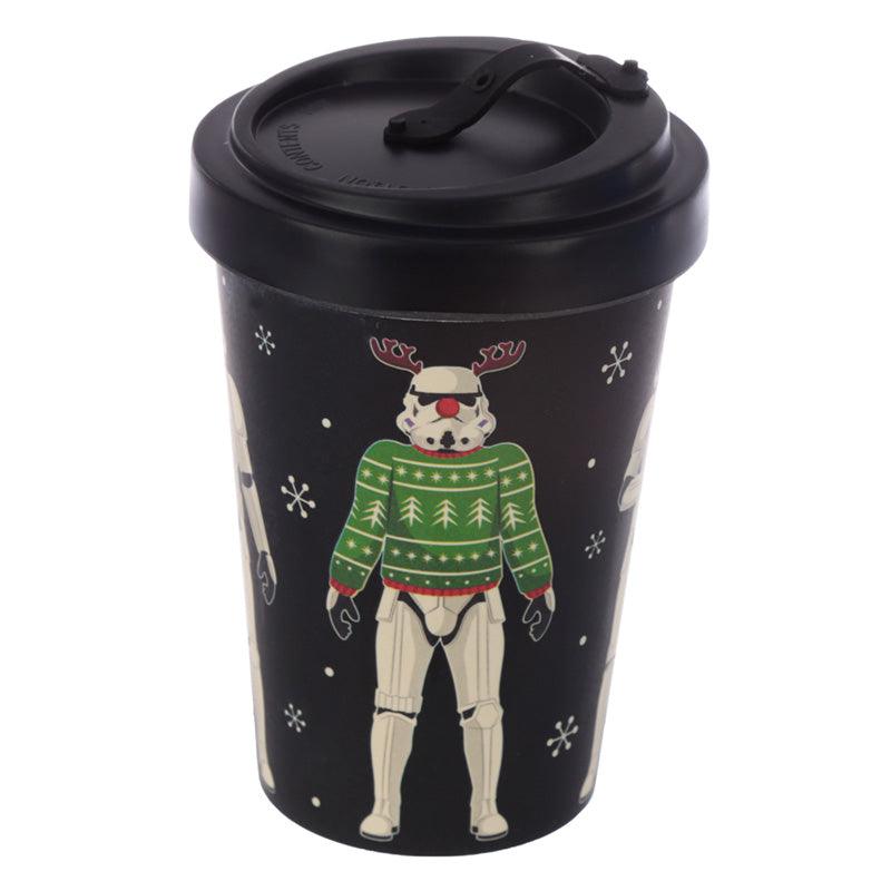 The Original Stormtrooper Christmas Black Reusable Screw Top Bamboo Composite Travel Mug