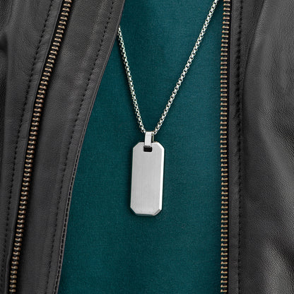 Personalised Men's Brushed Steel Dog Tag Necklace